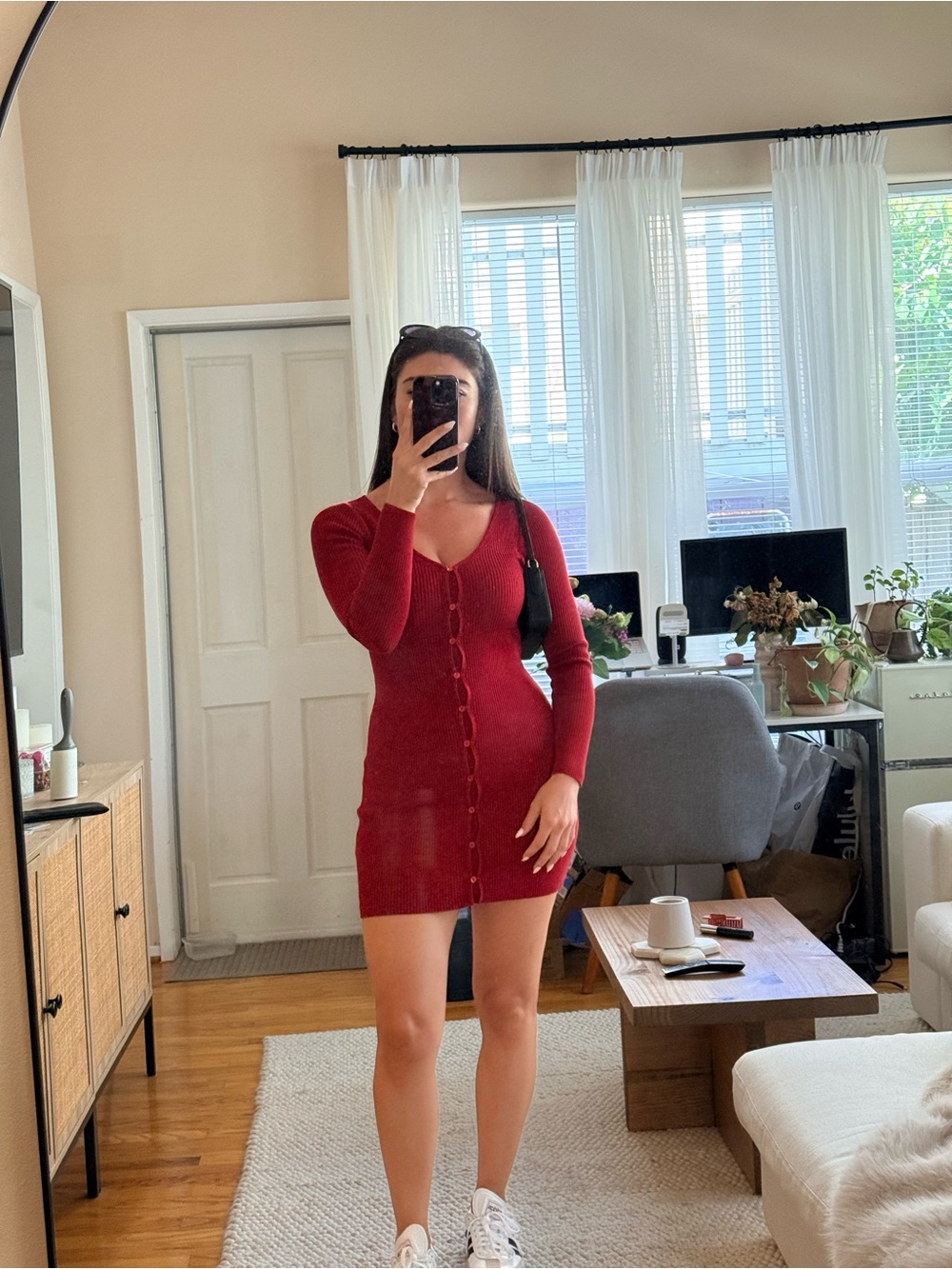 Abercrombie & Fitch Burgundy Button-Front Mini Dress